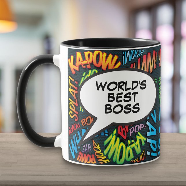 Världens bästa Roligt Retro Tecknad Bok Pop Art i  Mugg (World's Best Boss Fun Retro Comic Book Pop Art Mug)