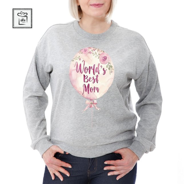 Världens bästa Rosa-Blommigt-ballong för Mamma Mor T Shirt (World's Best Mom)