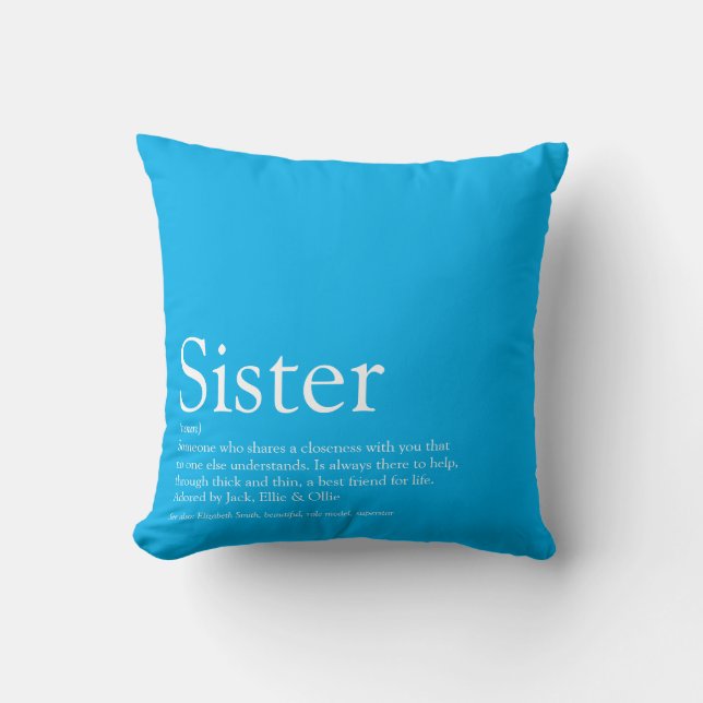 Världens bästa sisterdefinition Roligt Himlar Blue Kudde (Framsida)