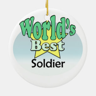 Världens bästa soldat julgransprydnad keramik