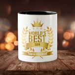 Världens bästa Son-Roligt Guld Två-Tonad Mugg<br><div class="desc">Perfekten för världens bästa son. Anpassa namn för att skapa en unik gåva. Ett perfekt sätt att visa honom hur fantastisk han är varje dag. Designad av Thisisnotme©</div>