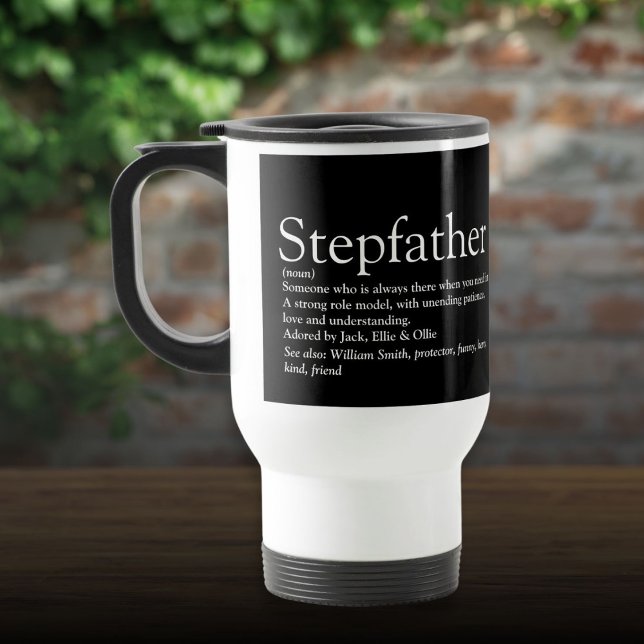 Världens bästa Stepfather Stepdad Definition Black Resemugg (World's Best Stepfather Stepdad Definition Black Travel Mug)