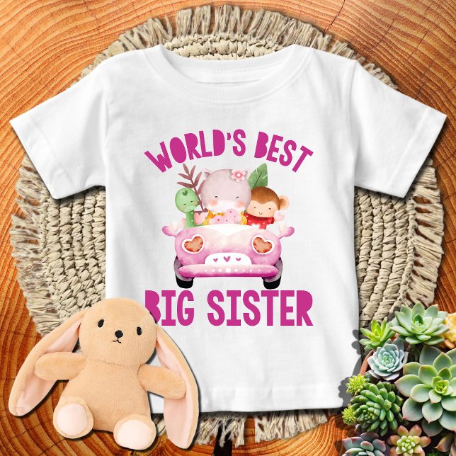 Världens Bästa Storasyster | Rosa Apa + Flodhäst T Shirt (Skapare uppladdad)
