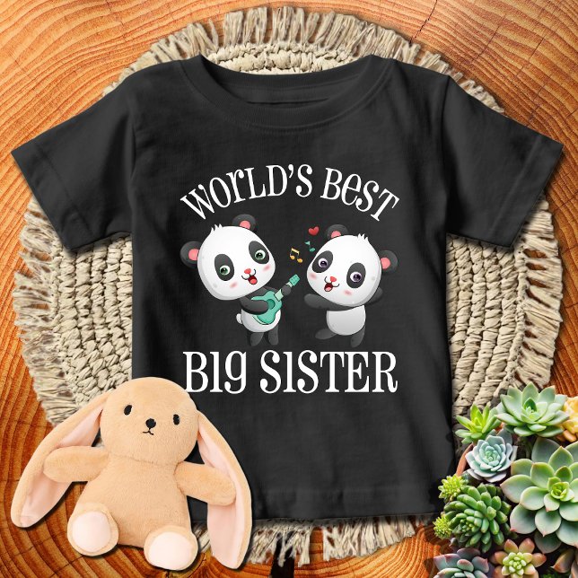 Världens Bästa Storasyster | Vit Text 🐼Pandas T Shirt (Skapare uppladdad)