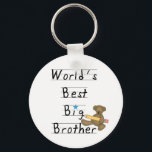 Världens bästa storebror nyckelring<br><div class="desc">World's Best Big Brother T-shirts,  kort,  klistermärken,  mugg,  knappar,  tote bags och mer med en nalle med en stor gult blyertspenna och linjeteckning som ritas från stil som lyder "Världens bästa storebror!".</div>
