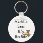 Världens bästa storebror nyckelring<br><div class="desc">World's Best Big Brother T-shirts,  kort,  klistermärken,  mugg,  knappar,  tote bags och mer med en nalle med en stor gult blyertspenna och linjeteckning som ritas från stil som lyder "Världens bästa storebror!".</div>