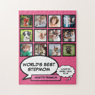 Världens Bästa Styv mamma 12 Foto Rosa Modern Pussel