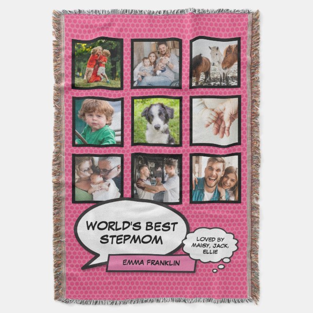 Världens Bästa Styv mamma 9 Foto Modern Rosa Filt (Framsidan Vertikal)