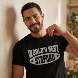 Världens Bästa Styv Pappa T-Shirt - Svart eller Mö