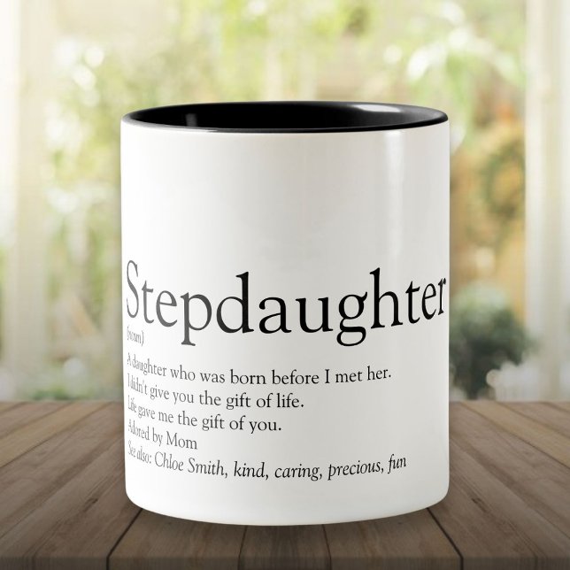 Världens bästa styvdotter-Roligt modern Två-Tonad Mugg (World's Best Stepdaughter Definition Fun Modern Two-Tone Coffee Mug)