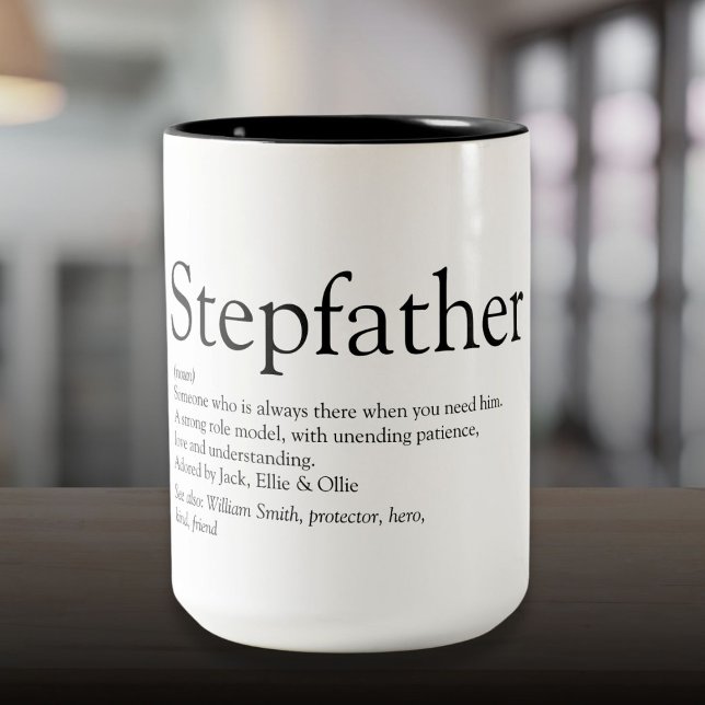 Världens bästa styvfar definition Två-Tonad mugg (World's Best Ever Stepfather Stepdad Definition Two-Tone Coffee Mug)