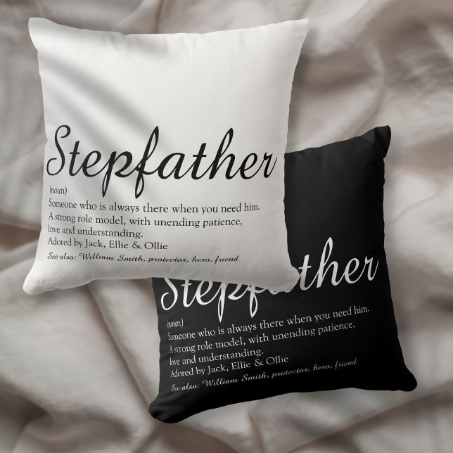Världens bästa styvfar någonsin, definition av sty kudde (World's Best Ever Stepfather, Stepdad Definition Throw Pillow)