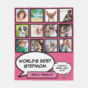 Världens bästa styvmamma 12 foto rosa fleecefilt