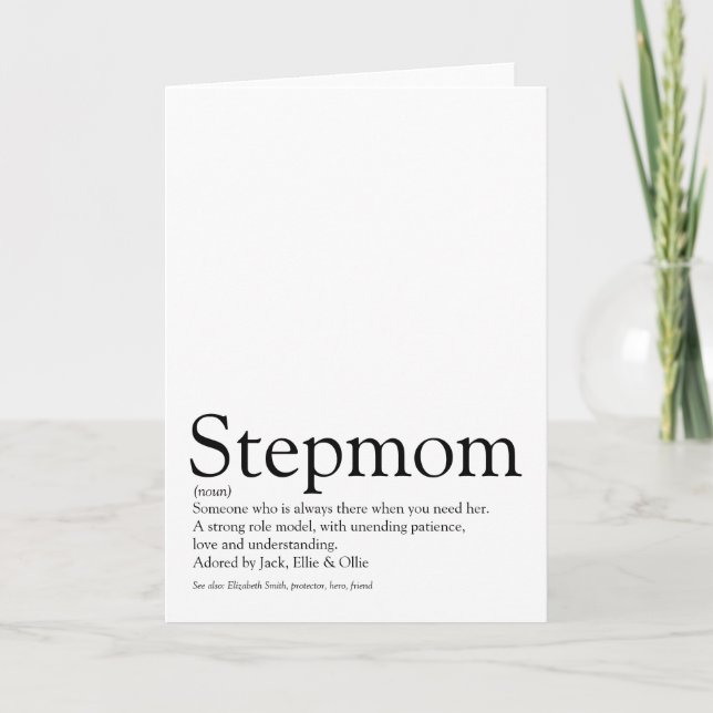 Världens bästa styvmamma någonsin, Styvmamma Defin Kort (Framsida)