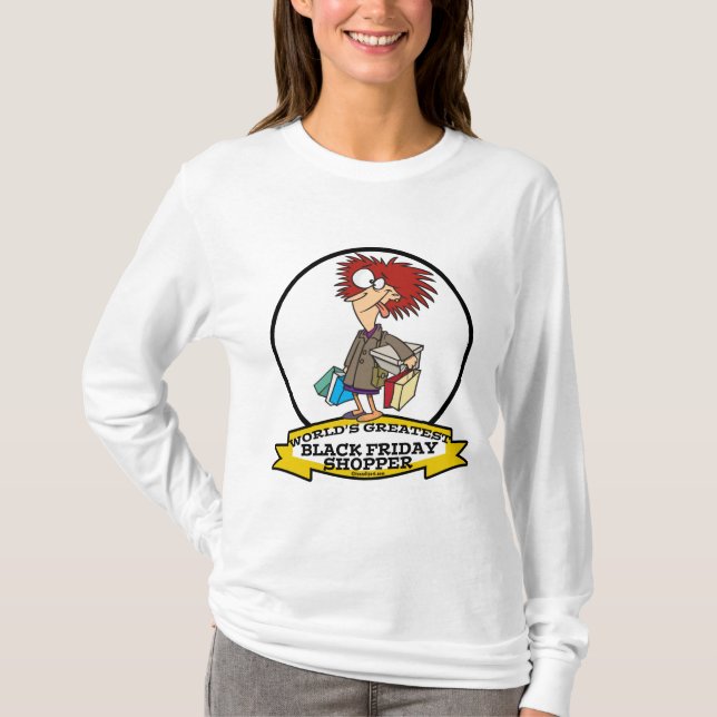 VÄRLDENS BÄSTA SVARTA FREDAGEN SHOPPARE TECKNAD SE T SHIRT (Framsida)