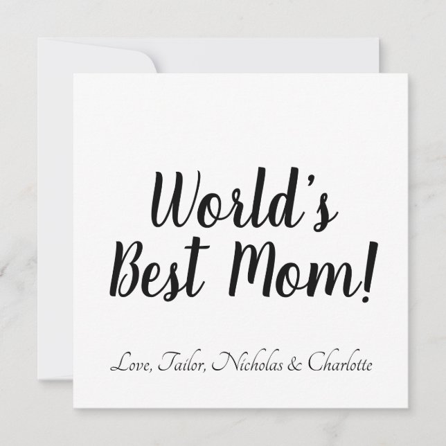 Världens bästa svartvita anpassningsbar i Mamma-sn Inbjudningar (Framsida)