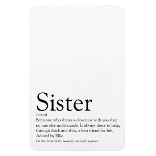Världens Bästa Syster Definition Svart och Vit Magnet