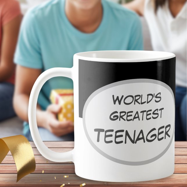 Världens Bästa Tonåring Kul Glad Födelsedag Namn Kaffemugg (A birthday mug with 'World's Greatest Teenager' slogan)