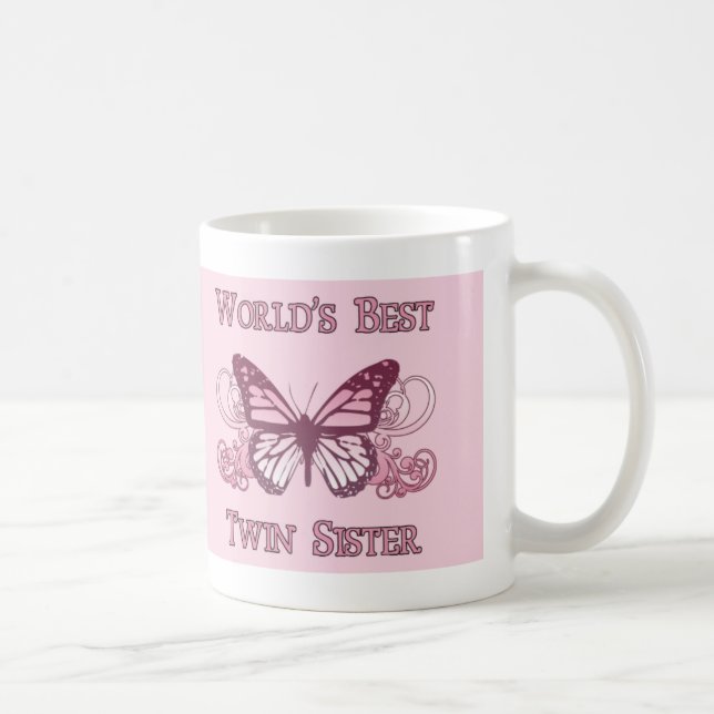 Världens bästa tvillingsyster (fjäril) kaffemugg (Höger)
