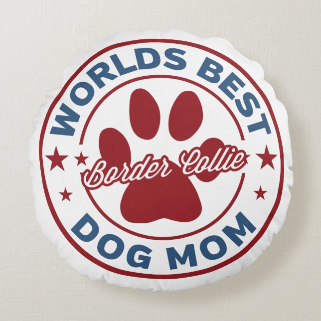 Världens bästa utskrift av Mamma Gräns Collie Paw Rund Kudde (Framsidan)