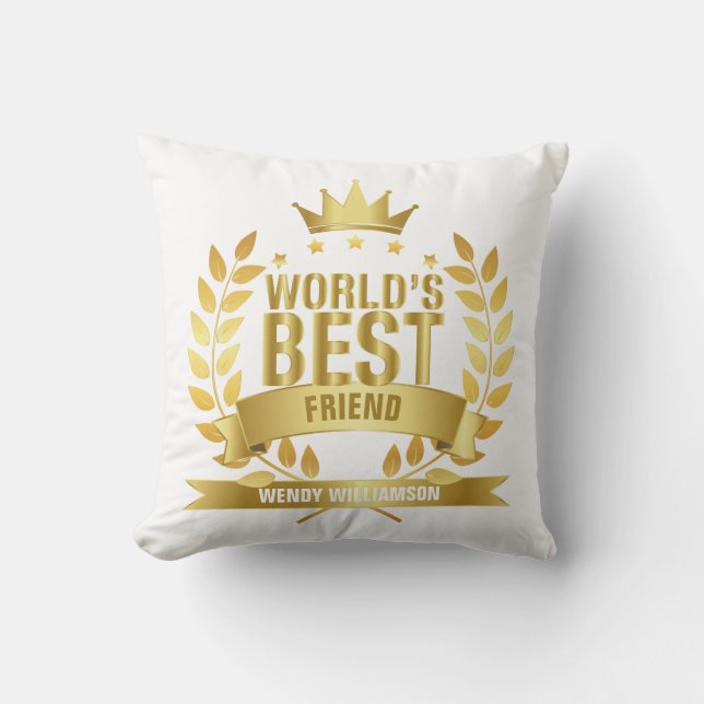 Världens Bästa Vän Guld Skoj Kudde (Framsida)