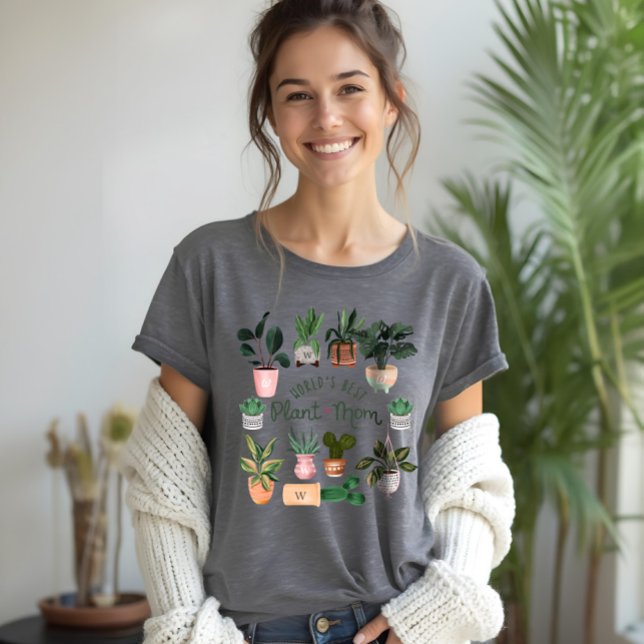 Världens bästa växt i Mamma, vattenfärgade kryddvä T Shirt (World's Best Plant Mom Watercolor Potted Plants Tri-Blend Shirt)
