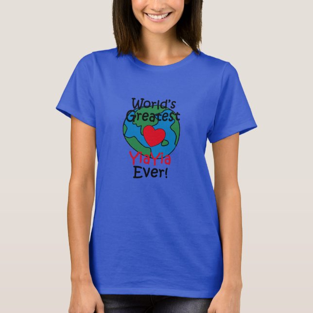 Världens Bästa YiaYia Hjärta Tee Shirt (Framsida)