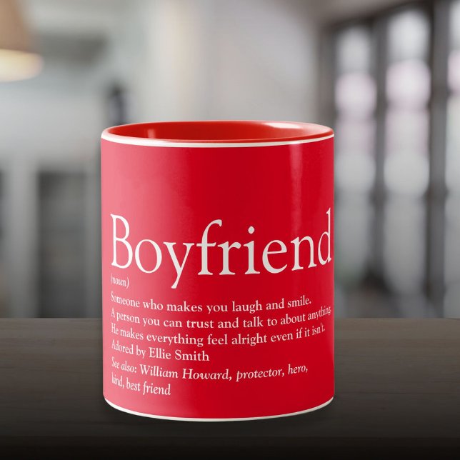 Världens bäste boyvän någonsin Definition Red Två-Tonad Mugg (World's Best Boyfriend Ever Definition Red Two-Tone Coffee Mug)