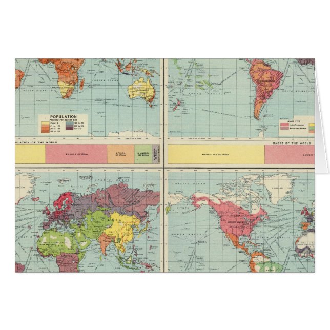 Världens befolkning Karta Hälsningskort (Framsidan Horizontal)