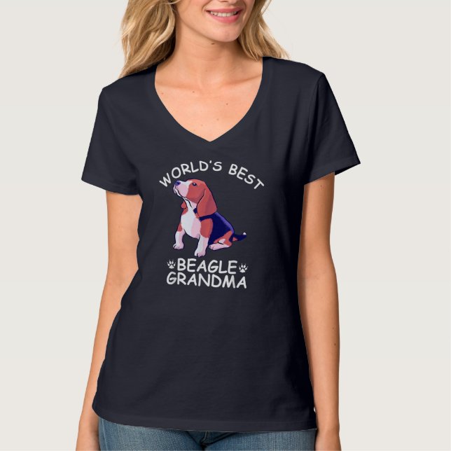 Världens Best Beagle Grandma Funny Granddog Hund L T Shirt (Framsida)