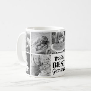 Världens Best Grandma Black and White Photo Collag Kaffemugg