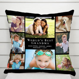 Världens Best Grandma Photo Collage Black Kudde
