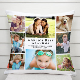 Världens Best Grandma Photo Collage Personlig Kudde