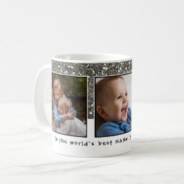 Världens Best Nana 3 Photo Collage Grandma Kaffemugg