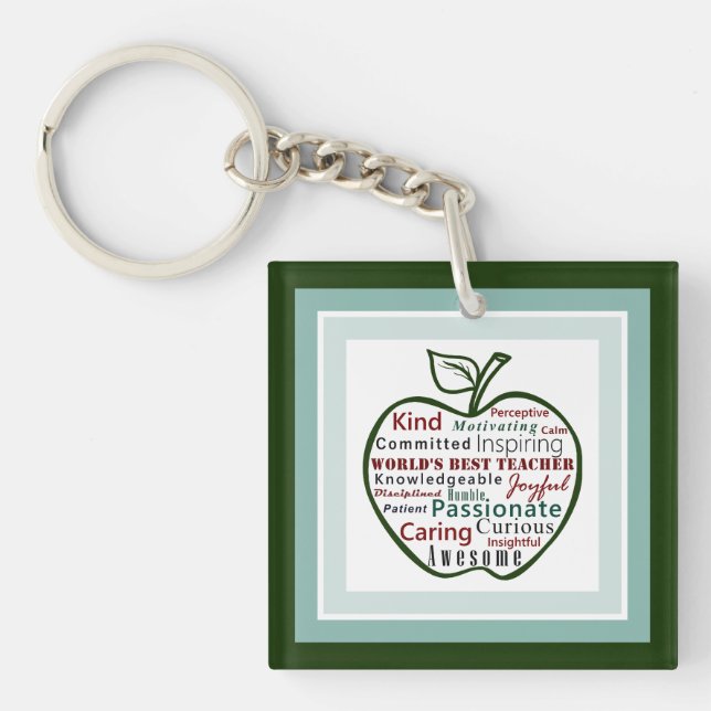 Världens Best Teacher Typography Art Grönt Apple (Framsidan)