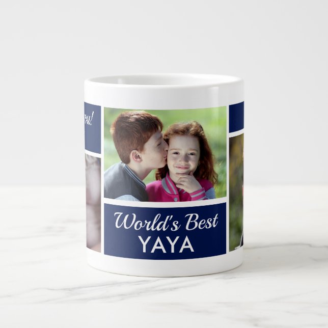 Världens Best Yaya Photo Collage Giant Coffee Mugg Jumbo Mugg (Framsidan)