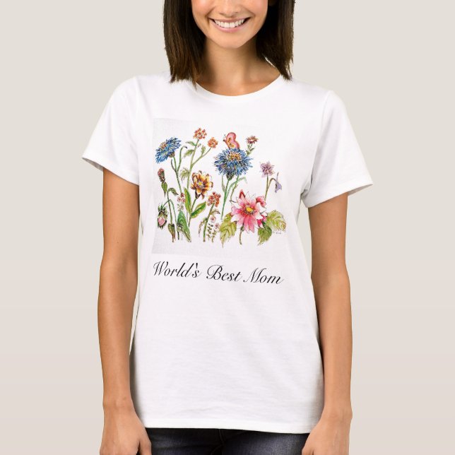 Världens blommar bäst mamma vattenfärgkonstT-tröja Tee (Framsida)