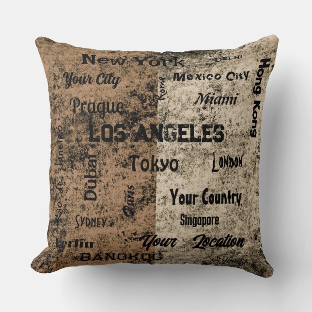 Världens bruna, runda, megastäder i chic kudde (Framsida)