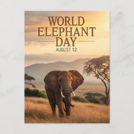 Världens elefantdag afrikansk savannkonst vykort