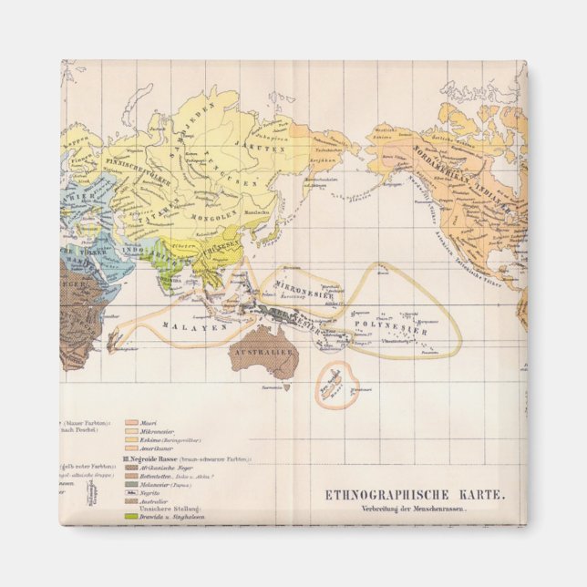 Världens etnografiska Karta Magnet (Framsidan)