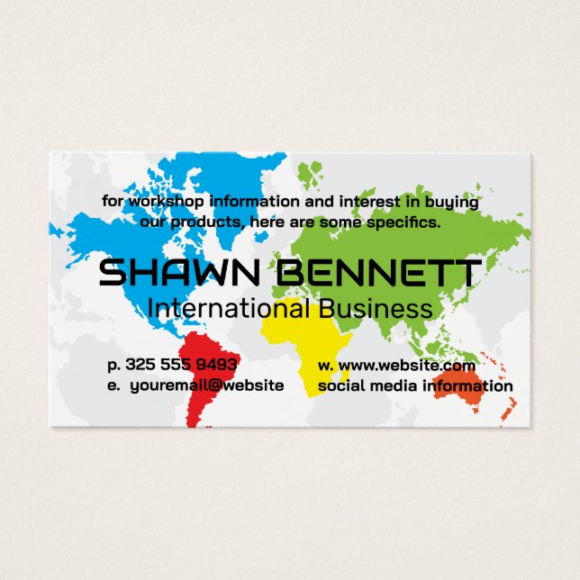 Världens färgade Karta Visitkort (Framsidan)