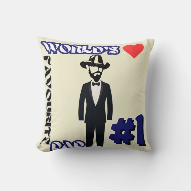 Världens favoriter Pappa #1 Dekorativ kudde (Framsida)