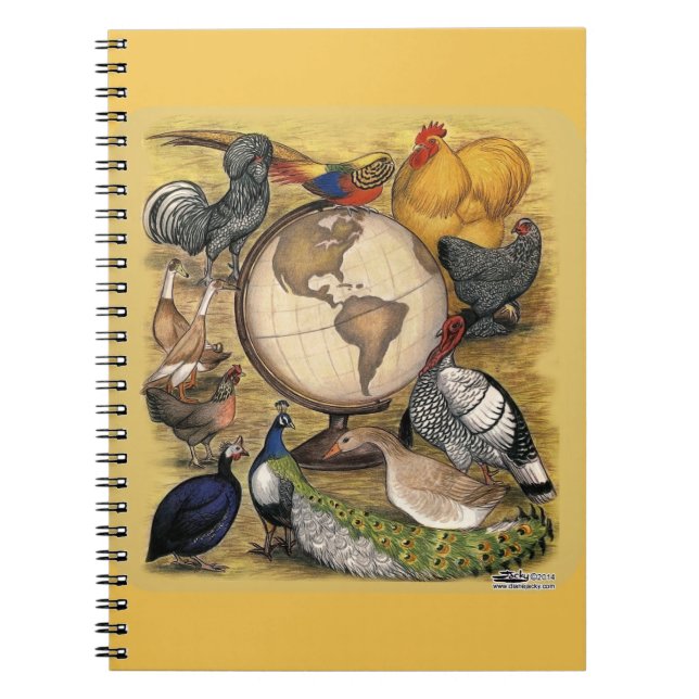 Världens fjäderfä anteckningsbok med spiral (Framsidan)