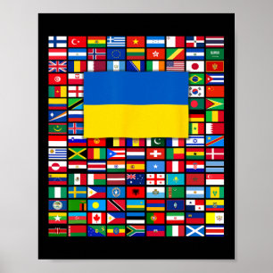 Världens flaggor Ukraina Står med Zelensky Ärtor Poster
