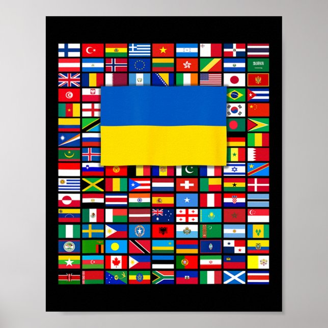 Världens flaggor Ukraina Står med Zelensky Ärtor Poster (Framsidan)
