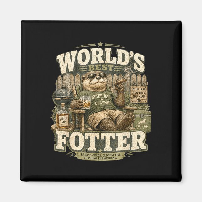 Världens fotter utter pappa legend humor pun födel magnet (Framsidan)