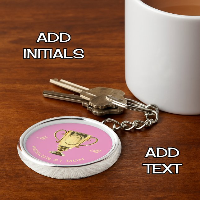Världens främsta mamma monogram rund silverfärgad nyckelring (Skapare uppladdad)