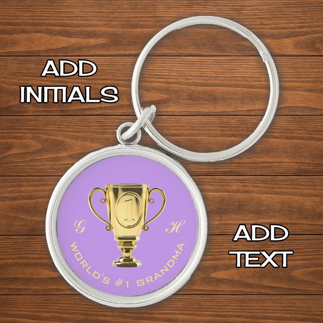 Världens främsta mormor-initialer rund silverfärgad nyckelring (Skapare uppladdad)