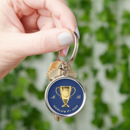 Världens främsta pappa monogram rund silverfärgad nyckelring