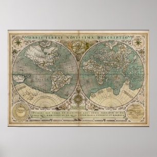 Världens gamla Karta 1700 Poster